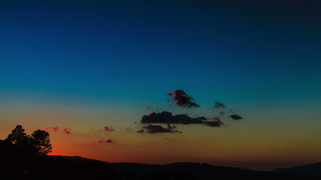 Multicolored sunrise or sunset time lapse in the tropics