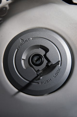 keyway of the fuel cap  on a Motorcycle.