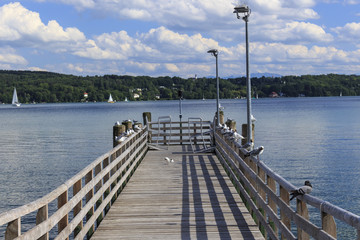 Fototapeta na wymiar A boat dock on Lake Starnberg