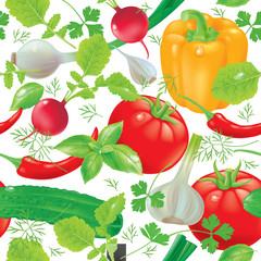 Seamless pattern fresh vegetables