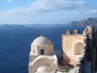 Vista sul mare di santorini