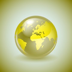 Shiny glass world globe