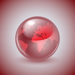 Shiny glass world globe