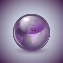 Shiny glass world globe