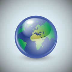 Shiny glass world globe