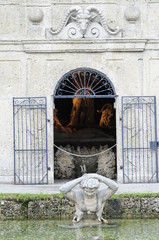 Fountains and sculptures of the castle Hellbrunn,  Salzburg, Austria