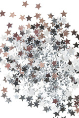 Golden and sivler stars on white background
