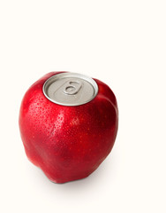 Naklejka na ściany i meble Red apple with a metal lid