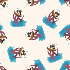 pirate boat , cartoon seamless pattern background