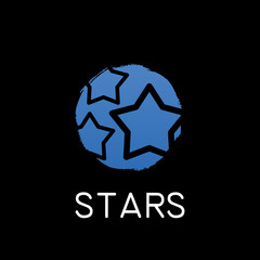 blue stars icon on black background
