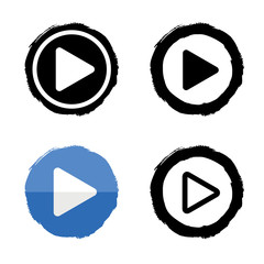 Play music icons. Vector buttons white and black