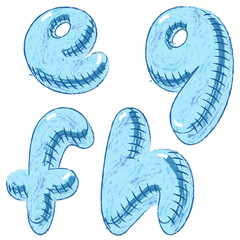 Vector hand drawn doodle font letters E,F,G,H