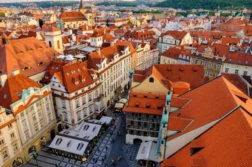 Tuinposter Panoramic View from the top on Old Prague City © visochin_o