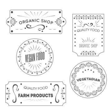 Vector logo and banners templates for vegetarian, vegan food, farm market banners.