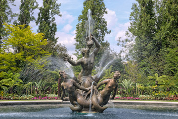 Triton Fountain in HDR, Queen Mary's Gardens, Regent's Park, London, UK