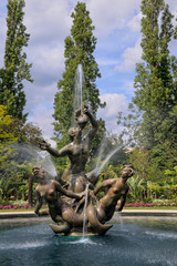 Fototapeta na wymiar Triton Fountain in HDR, Queen Mary's Gardens, Regent's Park, London, UK