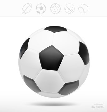 A soccer ball on white background. Vector illustration
