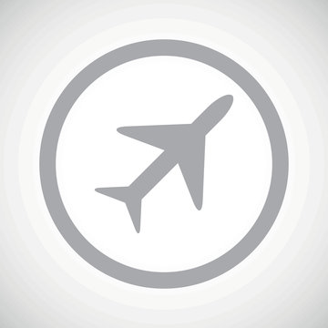Grey plane sign icon