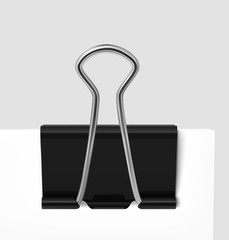Binder clip on gray background. Vector illustration