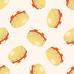 instrument tambourine cartoon , cartoon seamless pattern background