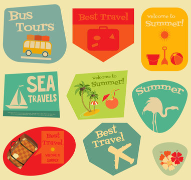 Flat Travel Stickers Set