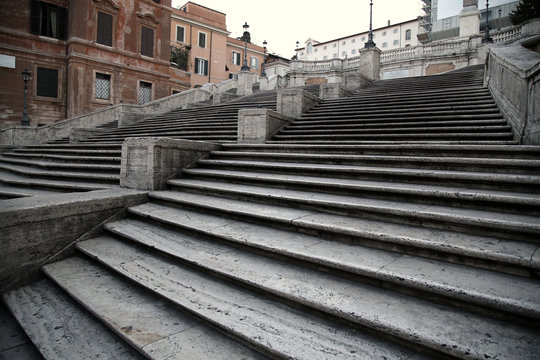  Spanish square with Spanish Steps  in Rome Italy