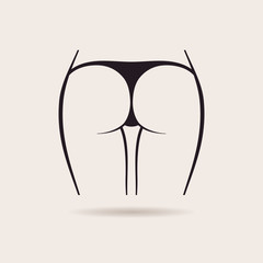 Sexy panties icon. Vector women ass in thong