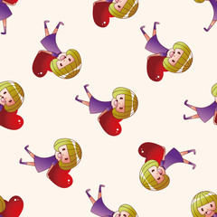 little kid with heart , cartoon seamless pattern background