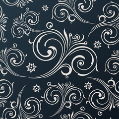 Seamless vector flowers wallpaper. Vintage black background