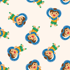 little kid with heart , cartoon seamless pattern background