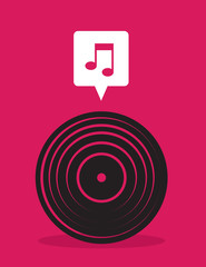 Vinyl record icon with music note bubble

