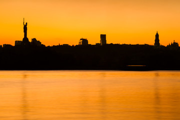 sunset over  Kiev city skyline