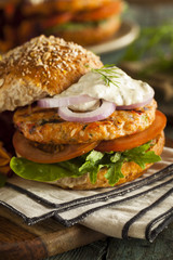 Homemade Organic Salmon Burger