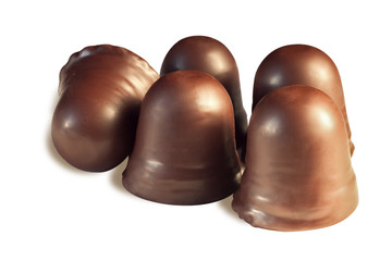 marshmallow in a dark chocolate on white background
