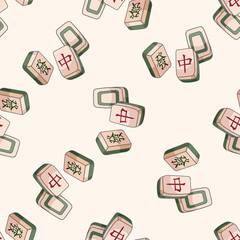 Mahjong , cartoon seamless pattern background - 85773384