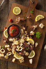 Obraz na płótnie Canvas Homemade Fresh Grilled Calamari