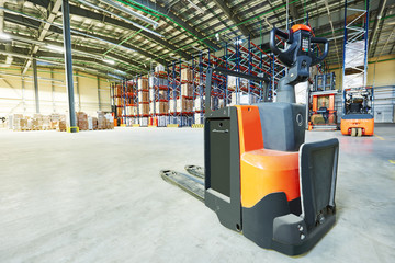 pallet stacker truck at warehouse