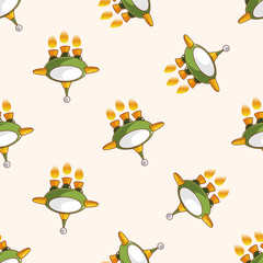 spaceship , cartoon seamless pattern background