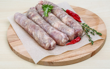 Handmade sausages for grill