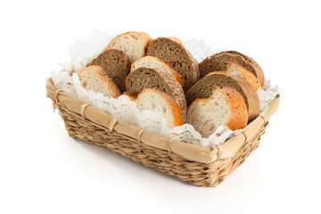 Different types of bread in a basket