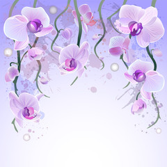 Vector watercolor background with orchids