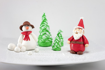 Fondant santa and snowman characters