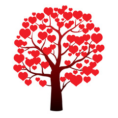 Fototapeta na wymiar Red Heart Tree. Vector Illustration.