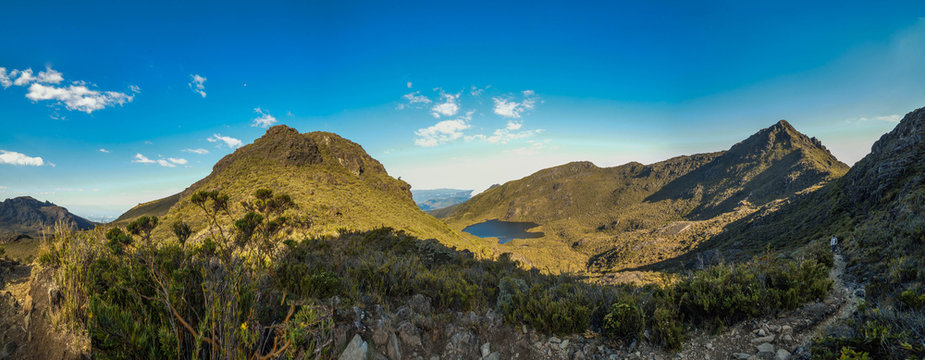 Panoramic view of the Chirripó peak and San Juan lake  in the Chirripó National Park in Costa Rica
