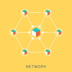 Network, flat style, colorful, vector icon