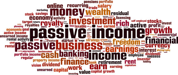 Obraz premium Passive income word cloud concept. Vector illustration