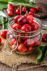 Freshly picked cherries