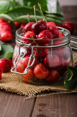 Freshly picked cherries