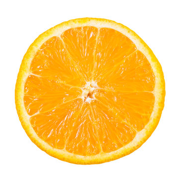 Slice of orange fruit isolated with clipping path