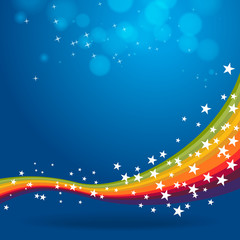 Rainbow on blue background